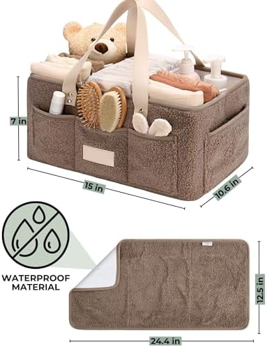Toodly Baby Diaper Caddy with Changing Mat Organizer