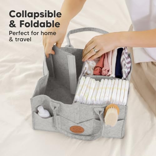 KeaBabies Baby Diaper Caddy Organizer with Handle - Classic Gray 1