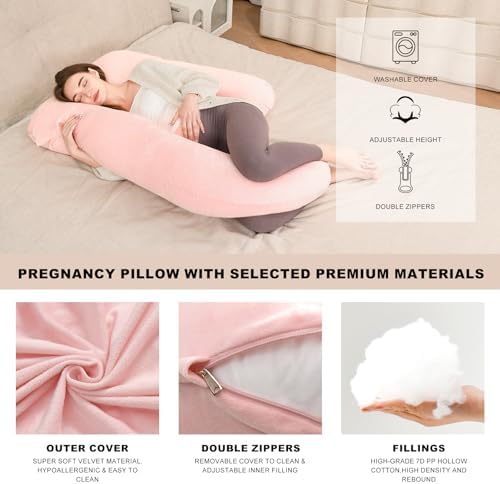Iangorion Full Body Pillow Pink U-Shaped Maternity Support