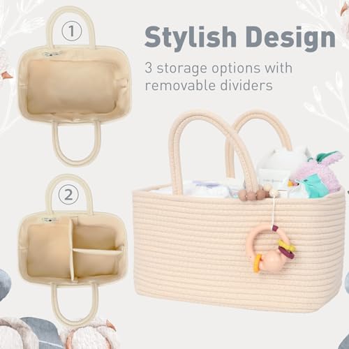 Miss Fong Diaper Caddy Organizer - Portable Travel Basket with Removable Dividers