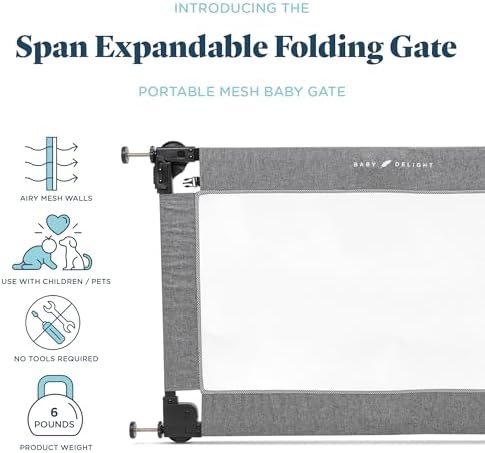 Baby Delight Portable Mesh Baby Gate - Charcoal Tweed