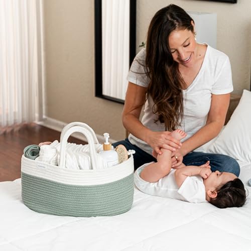 Comfy Cubs Sage Rope Diaper Caddy Organizer
