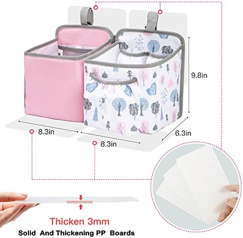 UMUFUKA Hanging Diaper Caddy Organizer - Baby Diaper Stacker for Crib D02 PINK