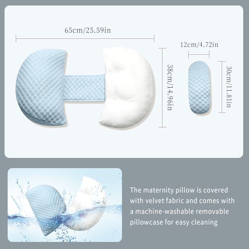 Cooling Pregnancy Pillow with Memory Foam and Adjustable Support