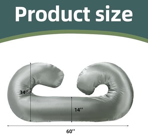 BALAPET Silky Satin Pregnancy Pillow Case C Shaped Dark Grey