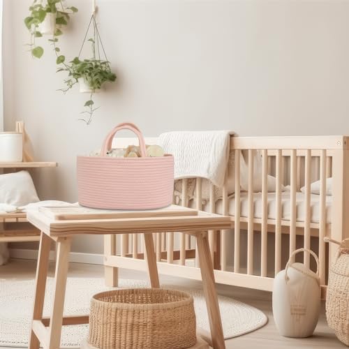 JUNBOLE Diaper Caddy Organizer Cotton Rope Portable Baby Basket