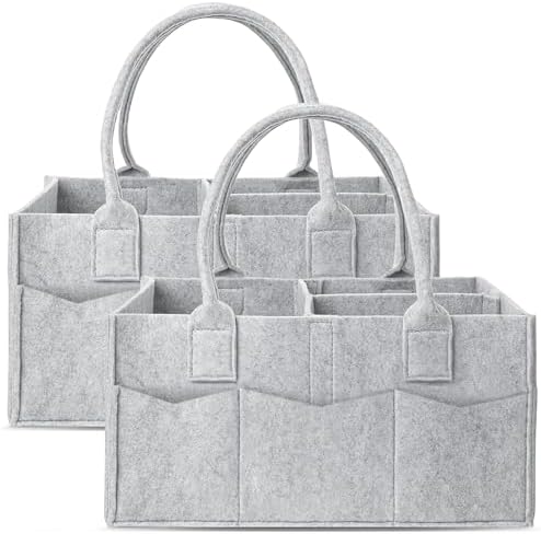 Cute Castle 2 Pack Diaper Caddy Organizer - Portable Grey Large