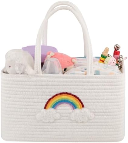 OIAHOMY Large Baby Diaper Caddy with Rainbow Design