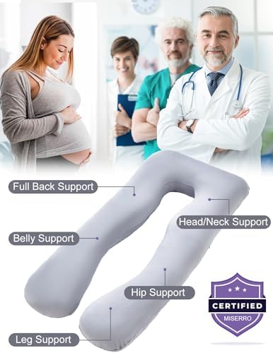 MISERRO Cooling Pregnancy Pillow with Bamboo Rayon Cotton Blend