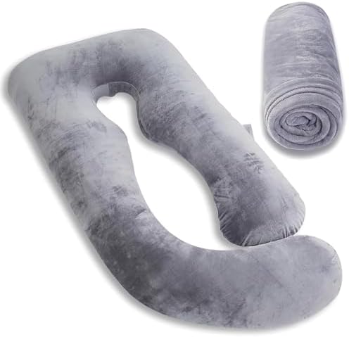 MOON PINE Pregnancy Pillow Cover U Shaped Breathable Velour Fits 55x31 Maternity Pillow