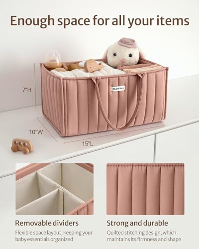 Roomy Diaper Caddy Bundle in Earthy Rainbow Blush Pink