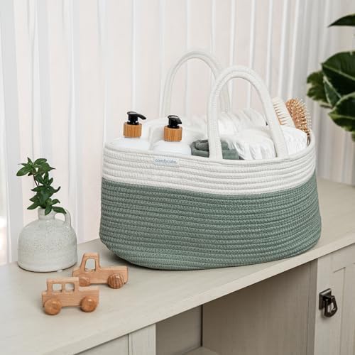 Comfy Cubs Sage Rope Diaper Caddy Organizer