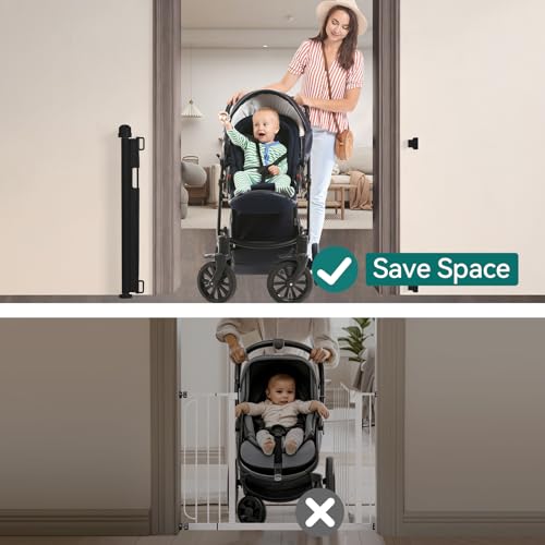 YOOFOR Retractable Baby Gate 33 Tall 55 Wide Black
