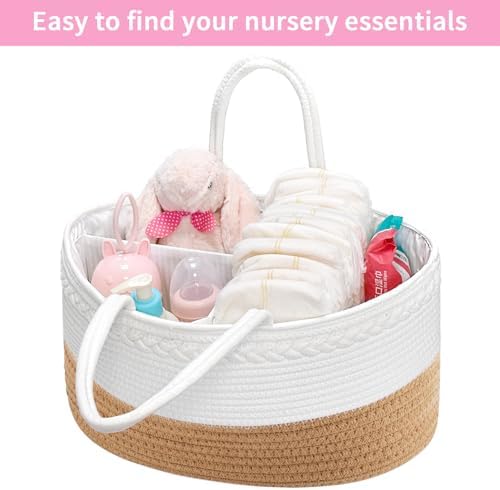 ABenkle X-Large Diaper Caddy Organizer Boho Rustic Cotton Basket