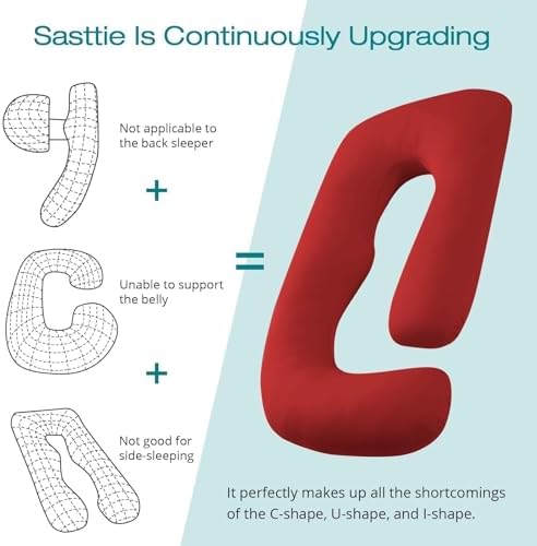 Sasttie Red Pregnancy Pillow with Cooling Cover