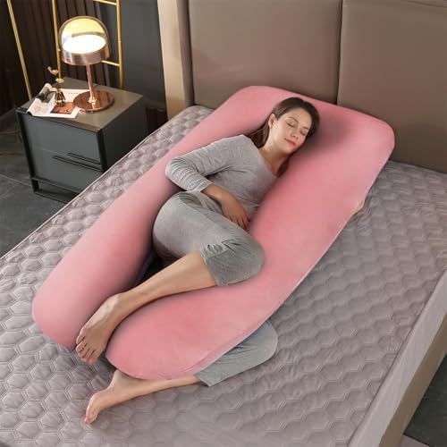 Pregnancy Pillow Cover U Shaped Maternity Support Soft Cotton Case Pink