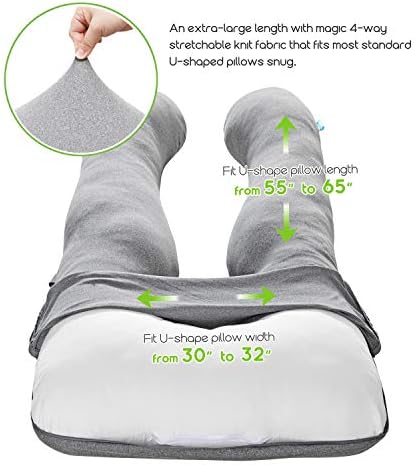 COSMOPLUS U Shaped Full Body Pillow Case for Maternity - Light Grey