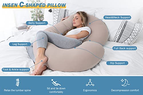 INSEN Pregnancy Pillow Cooling C Shaped for Side Sleeping