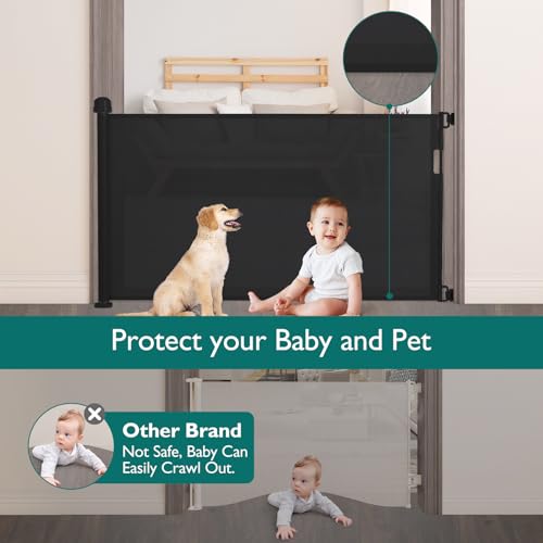 YOOFOR Retractable Baby Gate 33 Tall 55 Wide Black