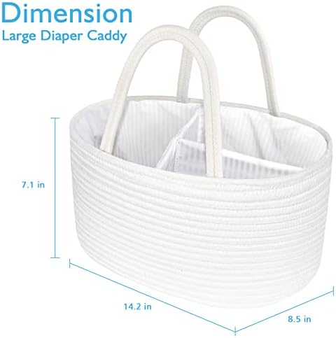 ABenkle Baby Diaper Caddy with Cotton Rope Basket