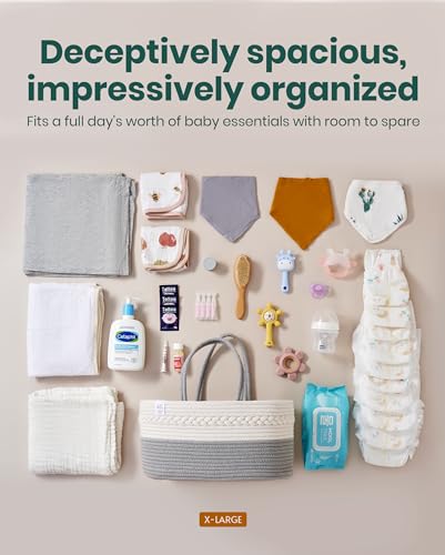 KiddyCare Woven Diaper Caddy Organizer Gray X-Large