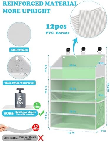 PHOTOONE Hanging Diaper Caddy Organizer - 90 Diapers Storage WhiteBeige