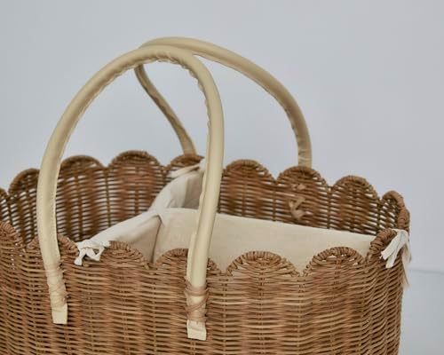 Mae Bird Rattan Diaper Caddy Organizer with Handles 1
