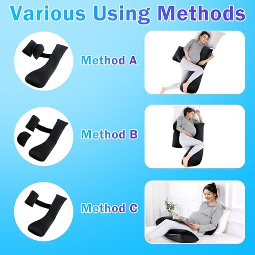 HOMBYS Shredded Memory Foam J-Shaped Maternity Pillow