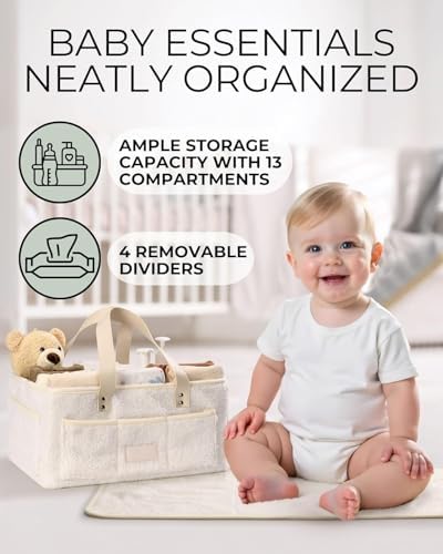 Toodly Baby Diaper Caddy Organizer with Changing Mat and Burp Cloth