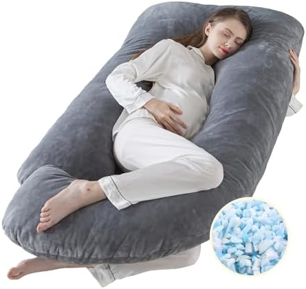 WhatsBedding J-Shaped Pregnancy Pillow for Full Body Support