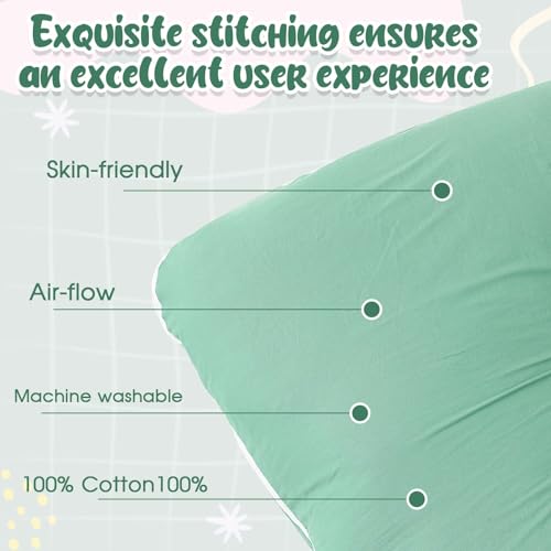 Hahafelt 3 Pcs Cotton Pregnancy Pillow Cover U Shaped