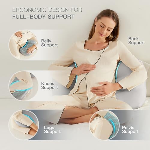 COZYREST Pregnancy Pillow with Cooling TENCEL and Adjustable Shape