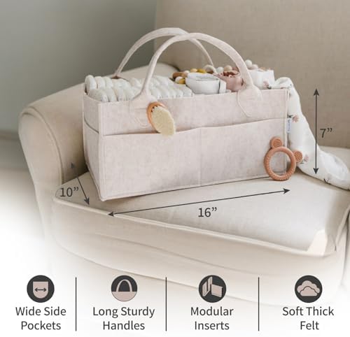 Putska Baby Diaper Caddy Organizer - Extra Large Mocha Storage Basket