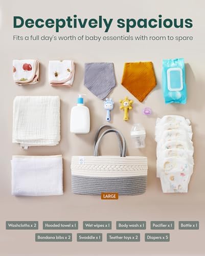 PILPOC Grey Diaper Caddy Organizer for Baby Boy or Girl