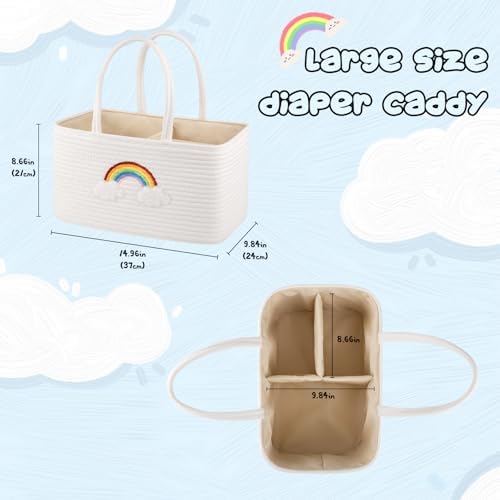 OIAHOMY Large Baby Diaper Caddy with Rainbow Design