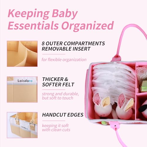 Loisdaro Baby Diaper Caddy with Handles and Dividers