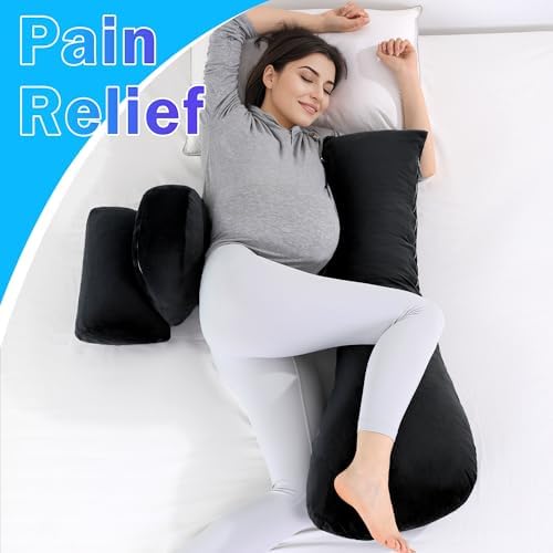 HOMBYS Shredded Memory Foam J-Shaped Maternity Pillow