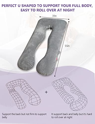 Meiz U Shaped Pregnancy Pillow with Removable Velvet Cover