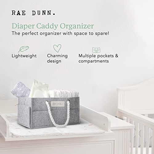Rae Dunn Diaper Caddy Organizer Small Grey Felt