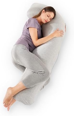 Zomee J-Shaped Pregnancy Pillow for Side Sleep and Nursing Support