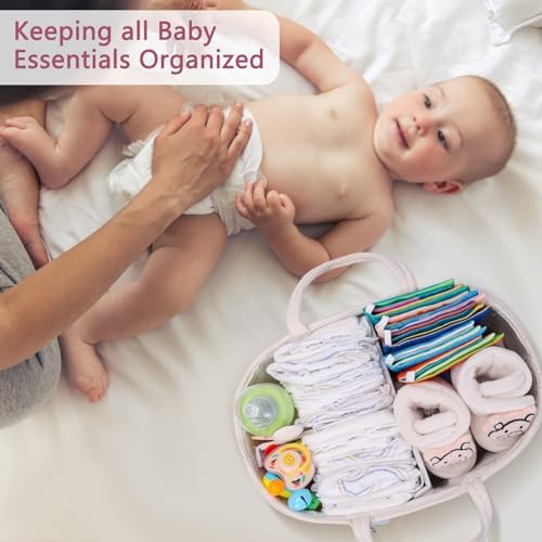 Skycase Cotton Rope Diaper Caddy Organizer Pink
