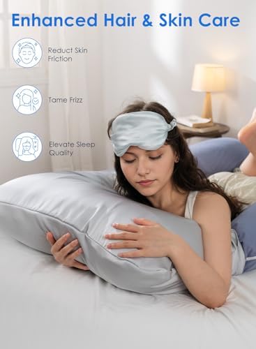QUEEN ROSE Cooling Satin Pregnancy Pillow Cover Fits U C Shaped Pillows Grey