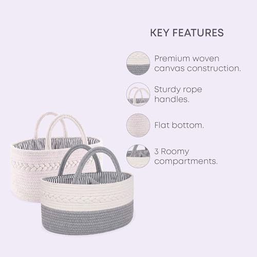 Oliver Emilia Diaper Caddy - Portable Woven Organizer with Handle