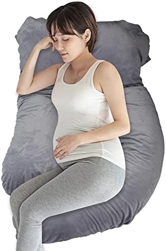LONABR J-Shape Pregnancy Pillow with Velvet Cover