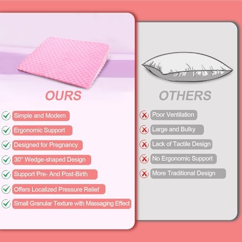 BiKontrun Pregnancy Wedge Pillow with Pink Cover