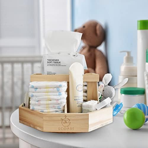ECOADE Rotating Wooden Diaper Caddy with Dividers 1