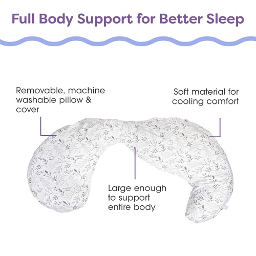 Boppy Total Body Pregnancy Pillow - Gray Scattered Leaves