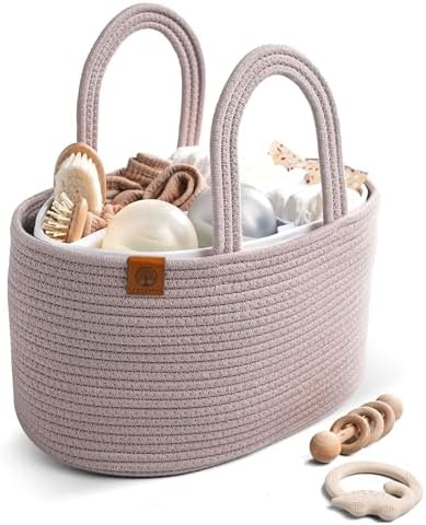 JJOO 2-in-1 Diaper Caddy Organizer with Water-Resistant Lining
