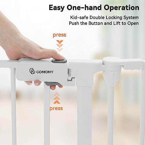 COMOMY 150 Wide Baby Gate with Door and Auto Close