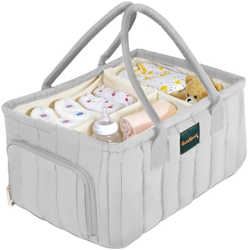 Large Diaper Caddy Organizer with Handle Gray 1